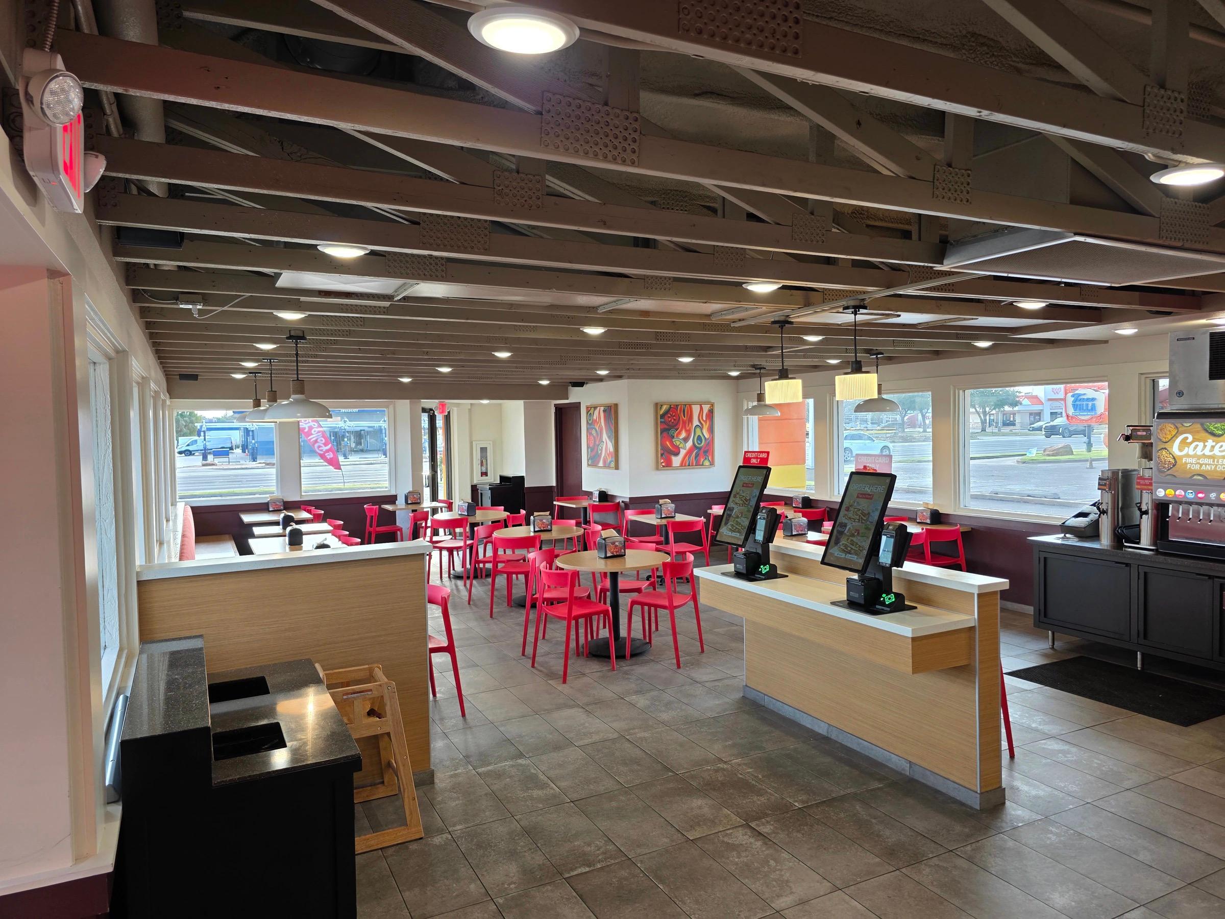Fast-casual restaurant dining room interior buildout by Waypoint Construction
